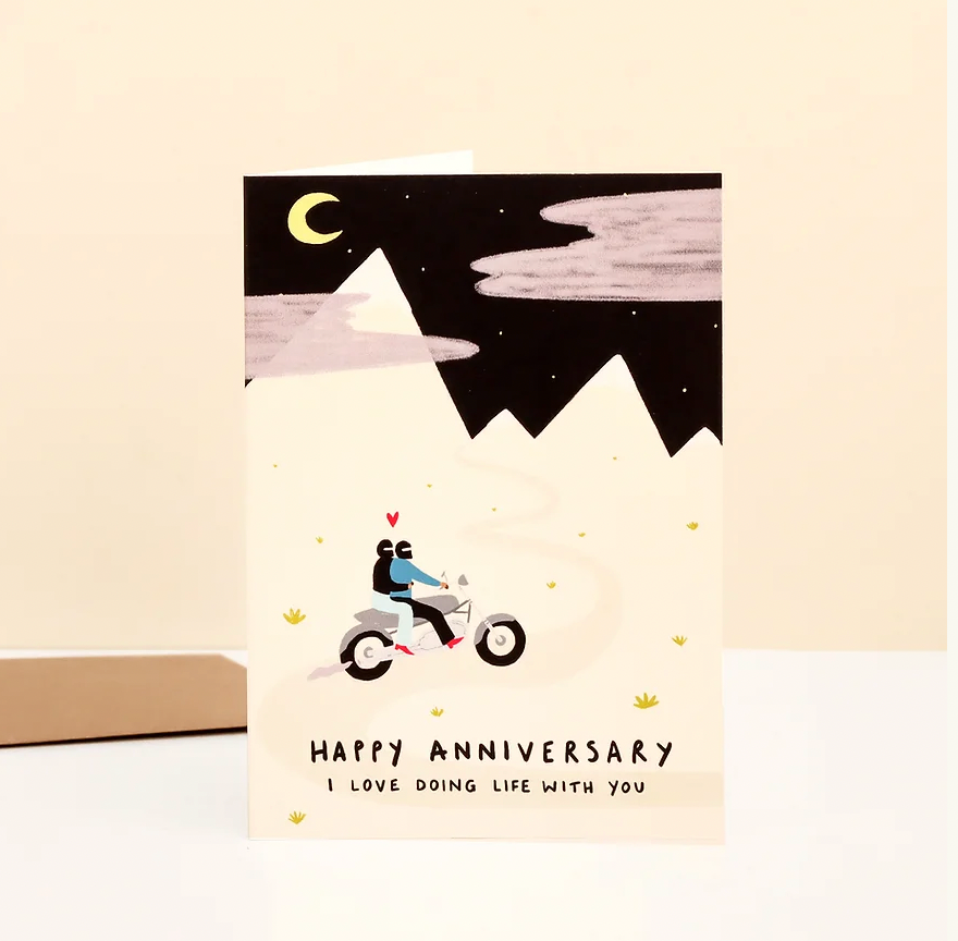 Bikers Anniversary Card by Little Black Cat