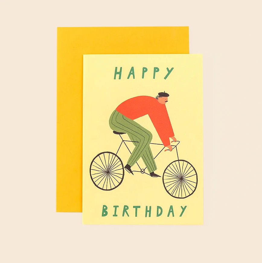 Cyclist Happy Birthday Card by Little Black Cat