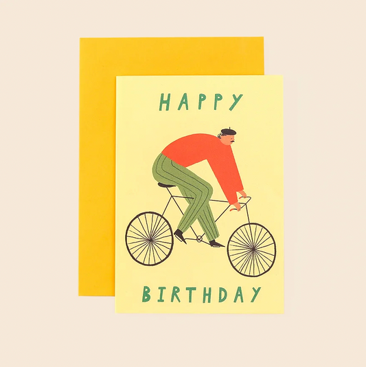 Cyclist Happy Birthday Card by Little Black Cat