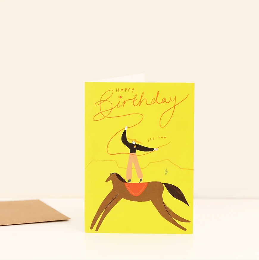 Yee-Haw Cowboy Birthday Card by Little Black Cat