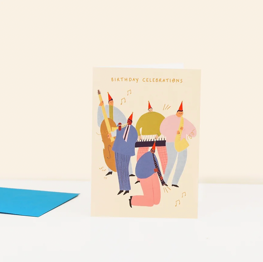 Jazz Celebrations Birthday Card by Little Black Cat