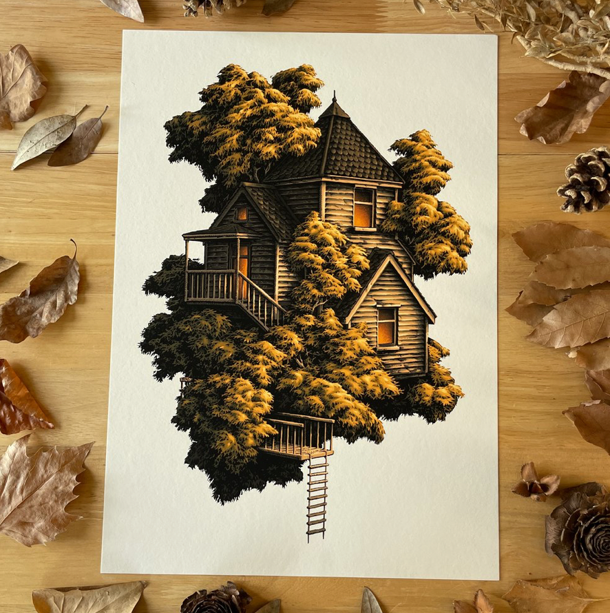 Golden Hour House Art Print by Simon J Curd