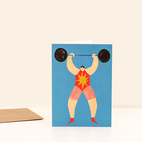 Strong Man Greeting Card by Little Black Cat