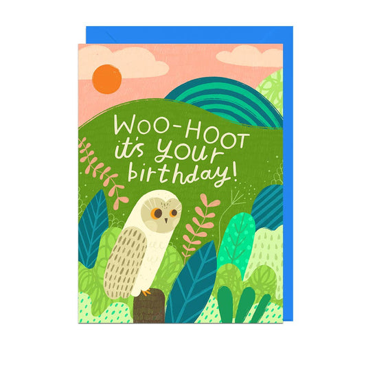 HOOT BIRTHDAY OWL BLUE ENVELOPE Card