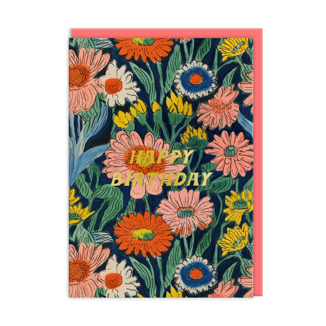 Painted Floral Happy Birthday Card Set (10697)