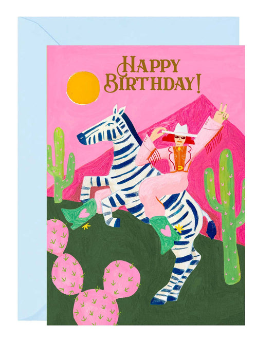Zebra Cowgirl Card 