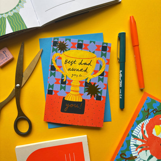 World's Best Dad Trophy Greetings Card