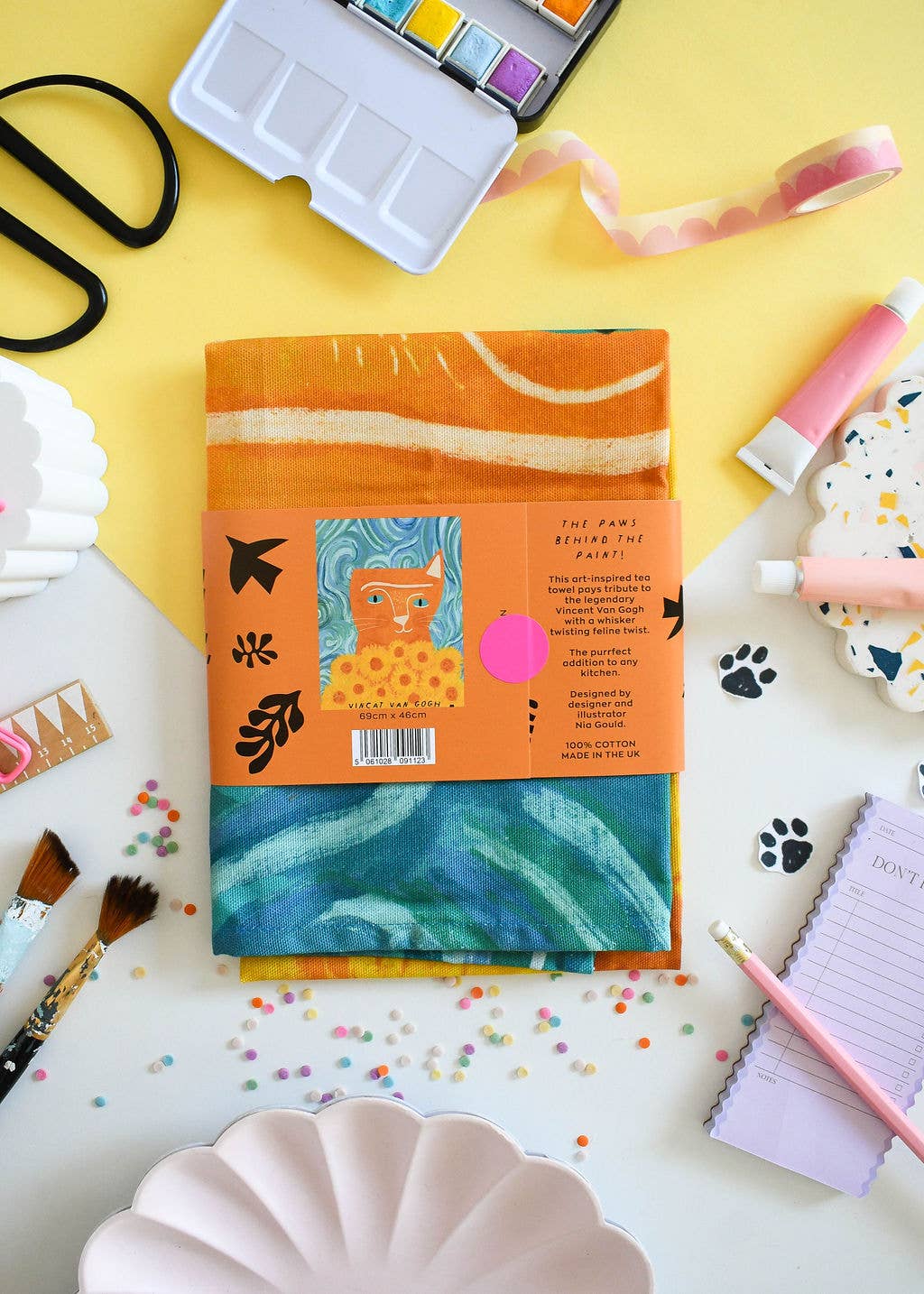 Vincat van Gogh Cat Tea Towel 
