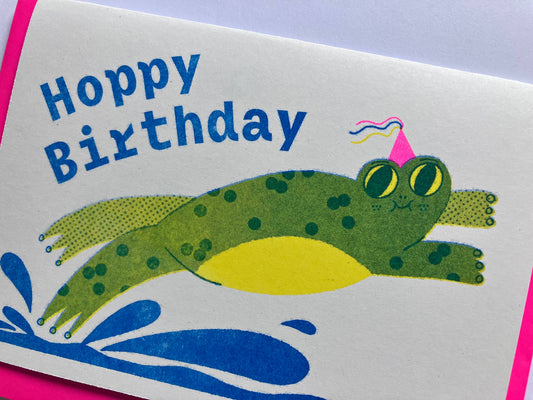 Hoppy birthday - A6 Riso Greetings Card