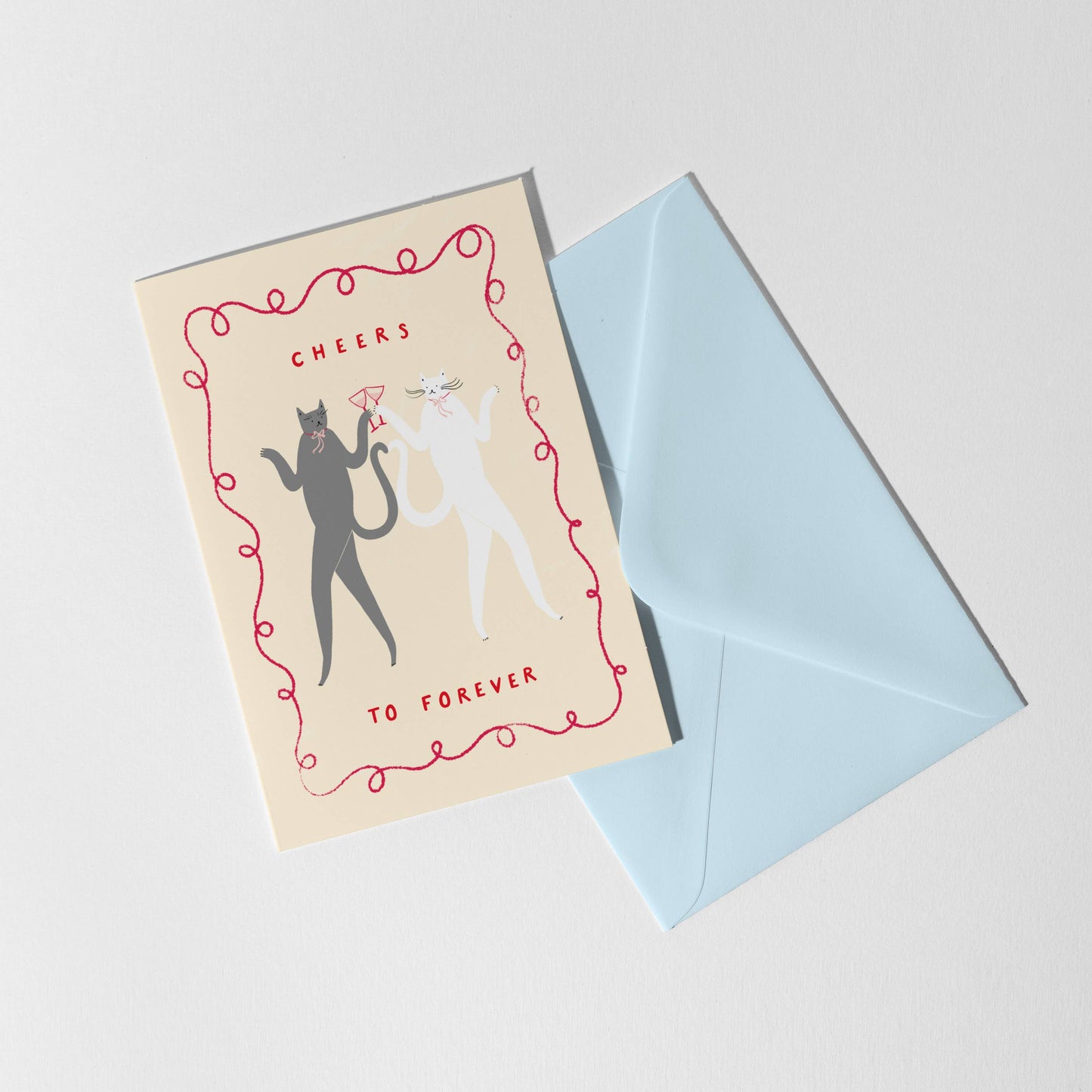Cheers To Forever Cats Wedding Card | Congratulations Card