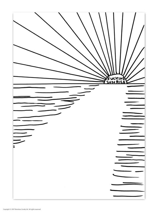 Fucking Sunrise - A6 Art Postcard By David Shrigley