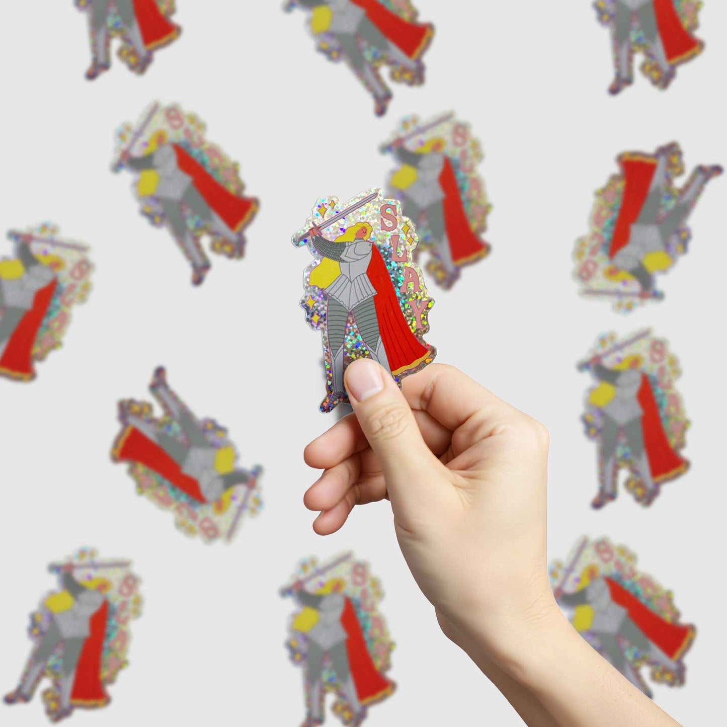 Slay Fantasy Girl Knight Glitter Vinyl  Sticker