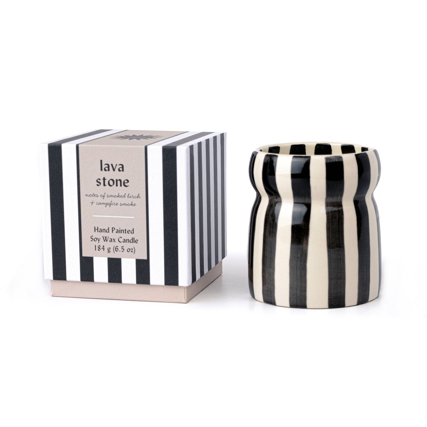 Cabana Black Ceramic Candle - Lava Stone