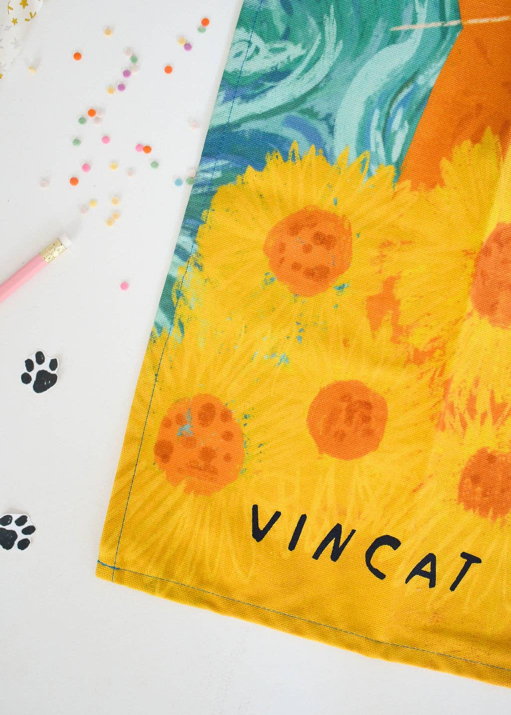 Vincat van Gogh Cat Tea Towel 
