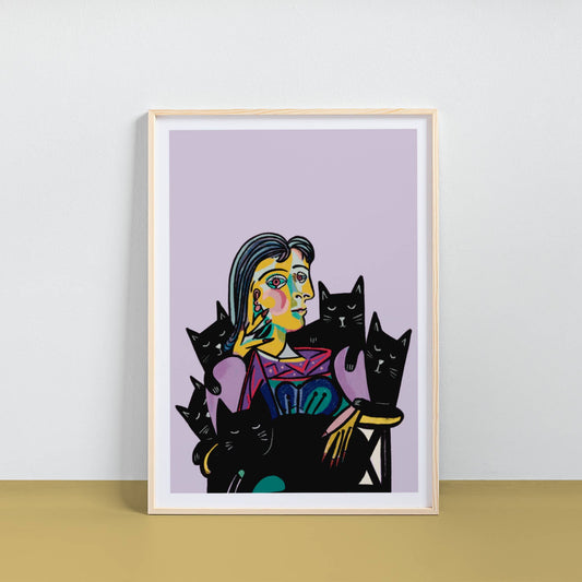 Dora and her Cats Picatso Print