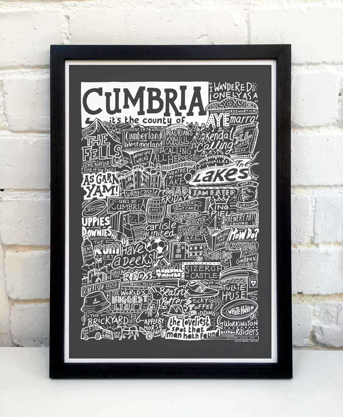 Cumbria Landmarks Art Print