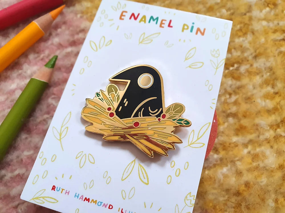 Raven Enamel Pin by Ruth Hammond