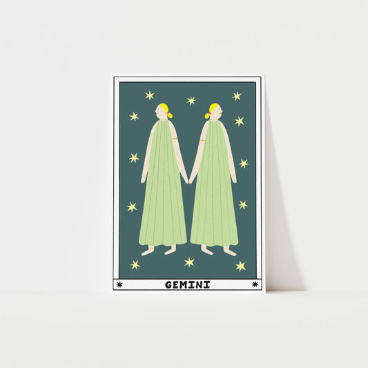 Tarot Gemini Art Print | Horoscope Print | Celestial Art