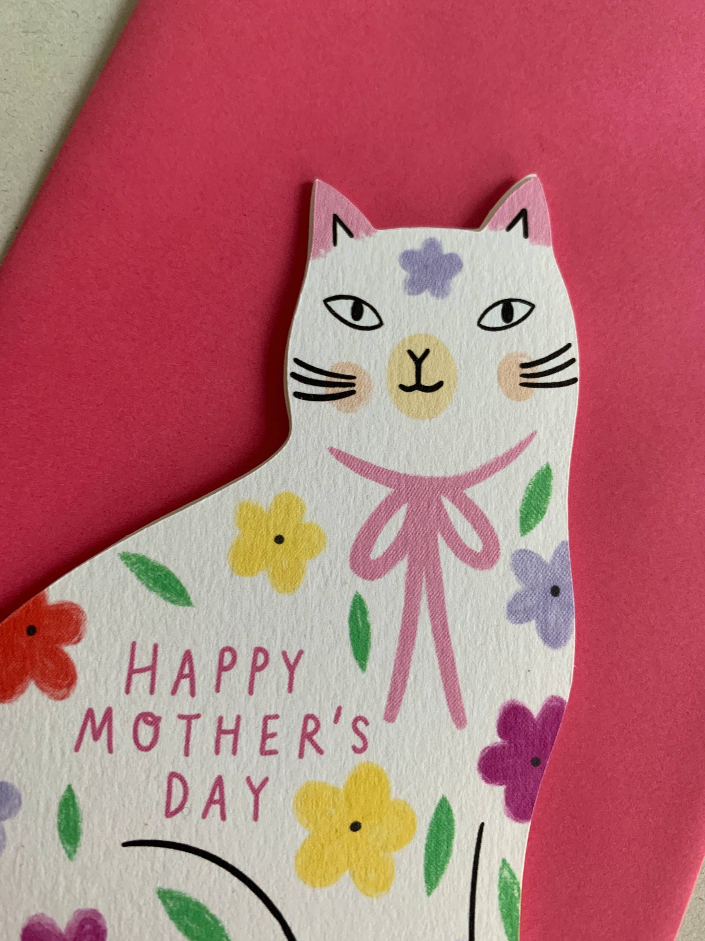 Sitting Kitty Floral Shaped Cat Greeting Card by Kitty Kenda