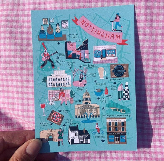 Nottingham Illustrated Map Print