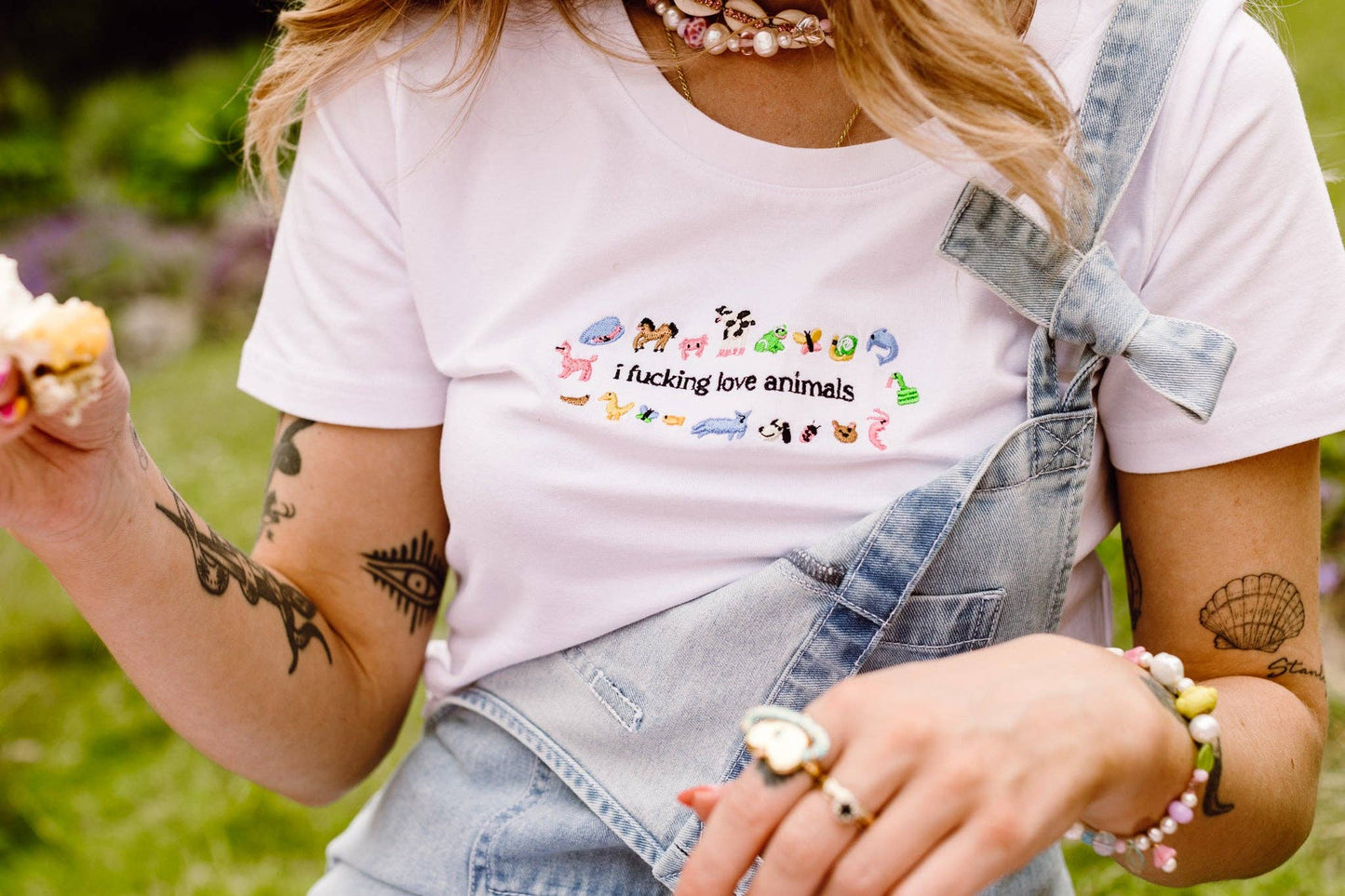 I Fucking Love Animals Embroidered Crop Top