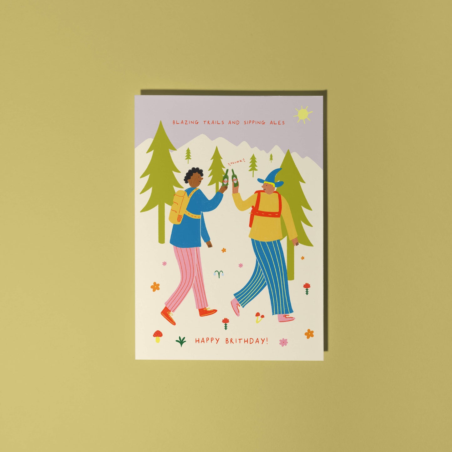 Blazing Trails, Sipping Ales Birthday Card | Hiking Card