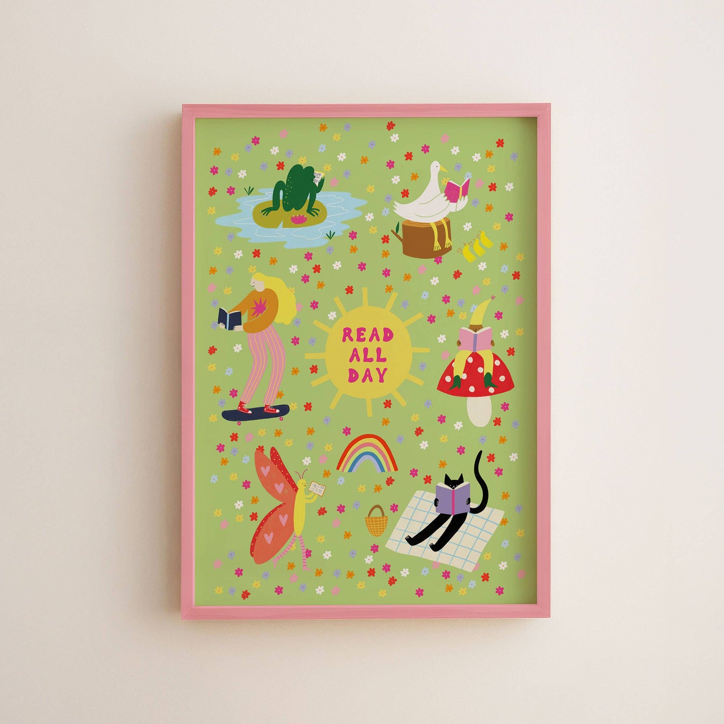 Read All Day Art Print