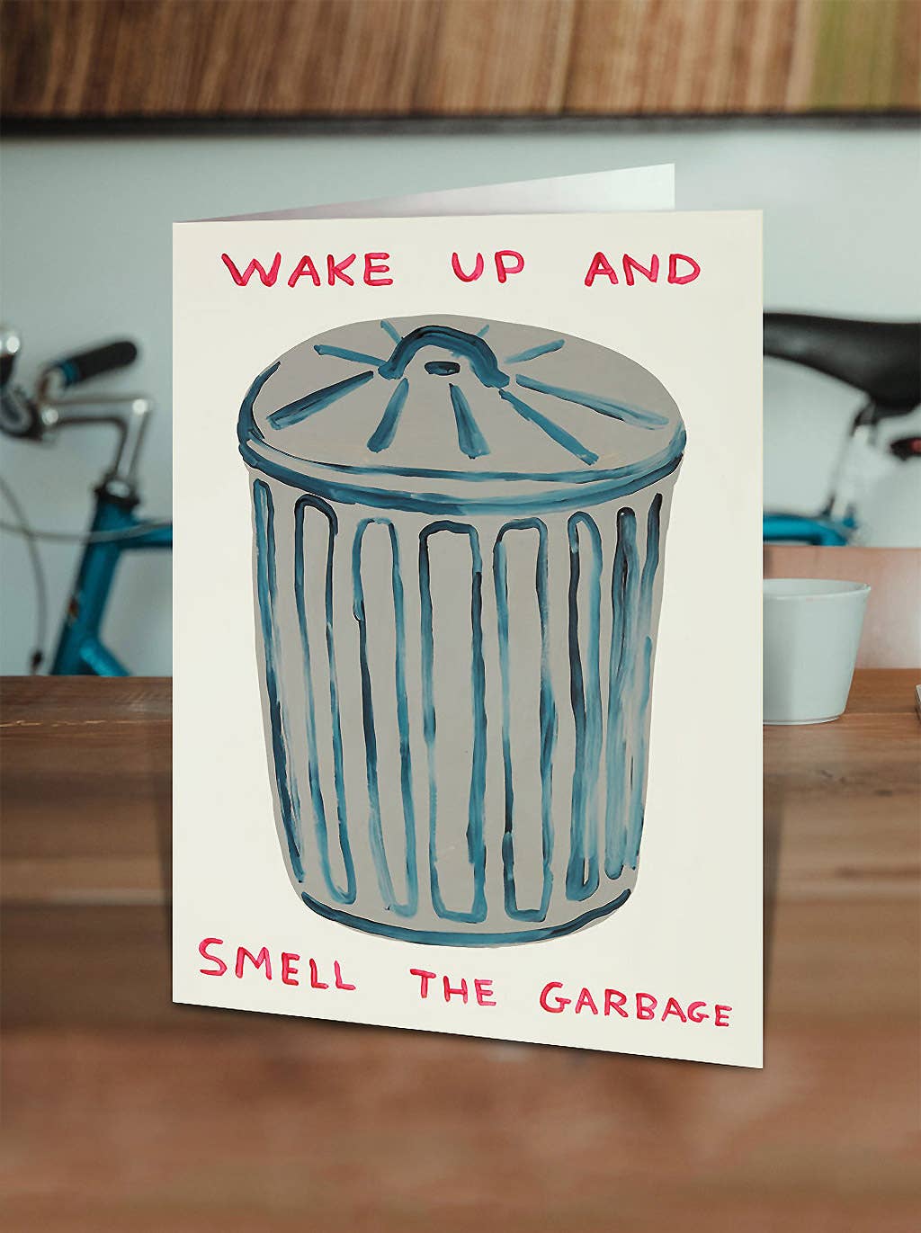 Funny David Shrigley Greetings Card - Smell The Garbage