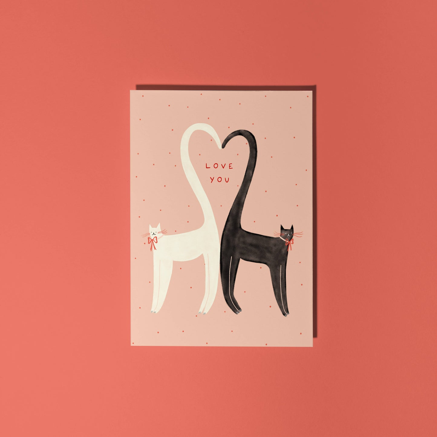 Love You Heart Tail Cats Greeting Card