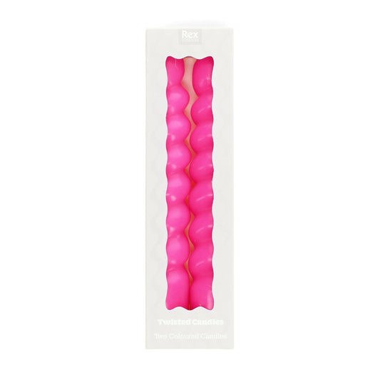 Twisted Candles (Pack of 2) - Bright Pink
