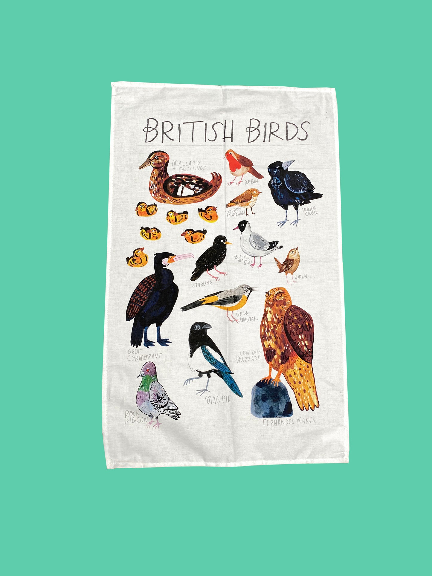 British Birds Tea Towel by Fernandes Makes