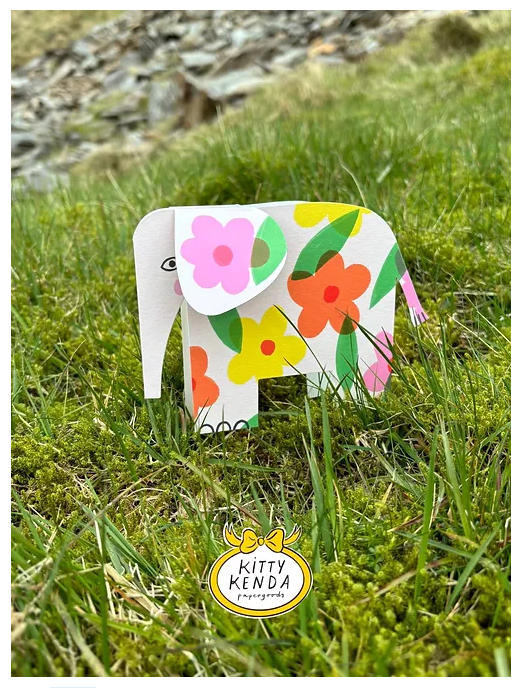 Elephant A6 Standing Luxury Eco Card - Floral