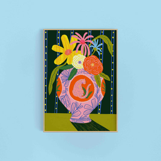 Leopard Vase Art Print | Houseplant Botanical Wall Decor 