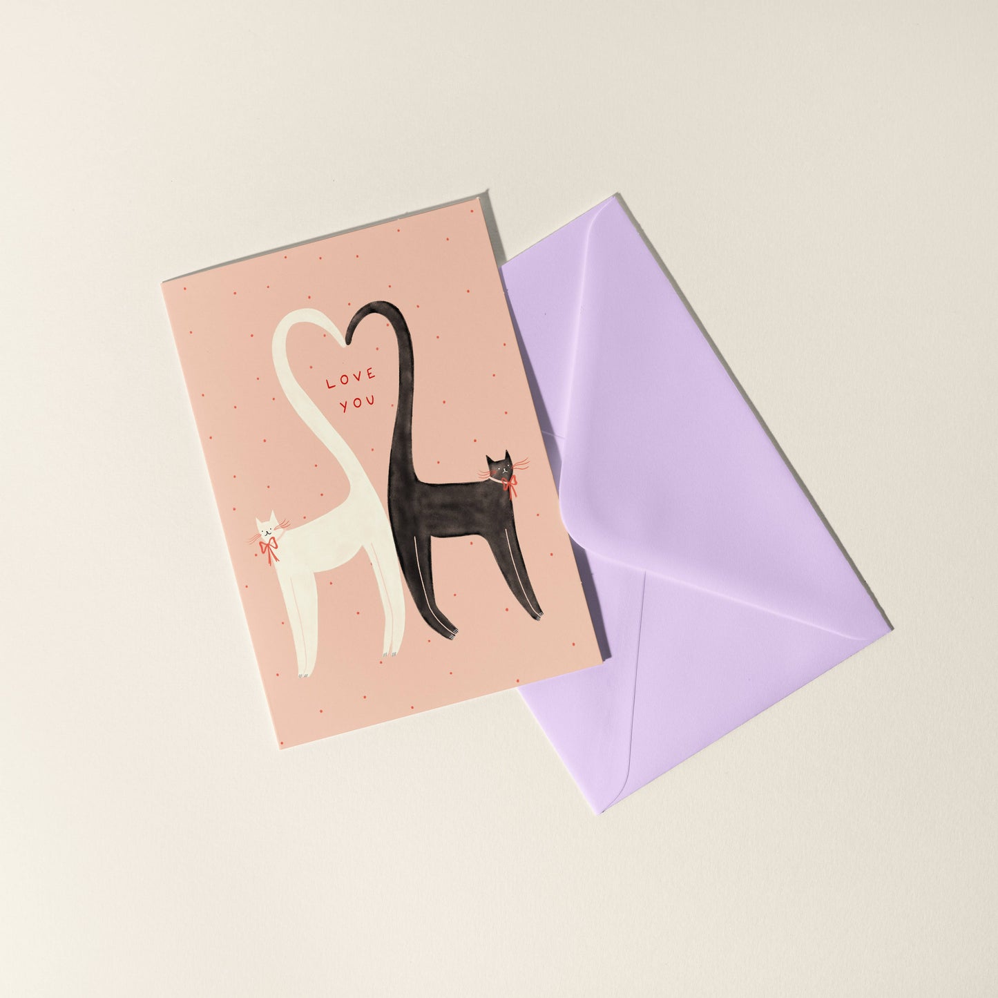 Love You Heart Tail Cats Greeting Card