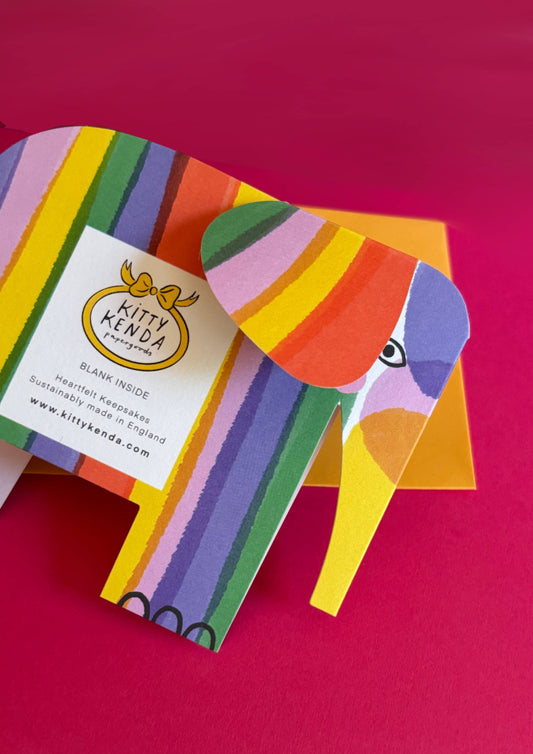 Elephant A6 Standing Luxury Eco Card - Rainbow