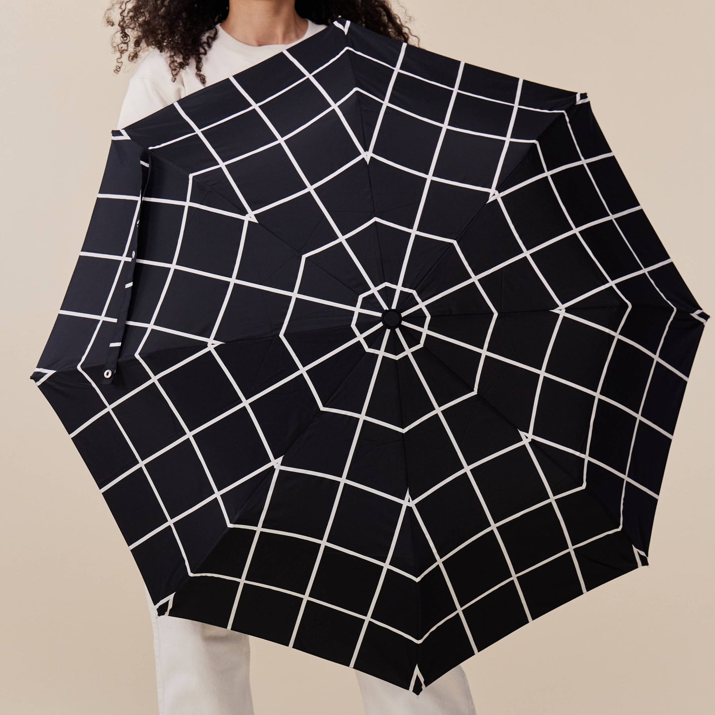 Black Grid Compact Mini Umbrella by Duckhead