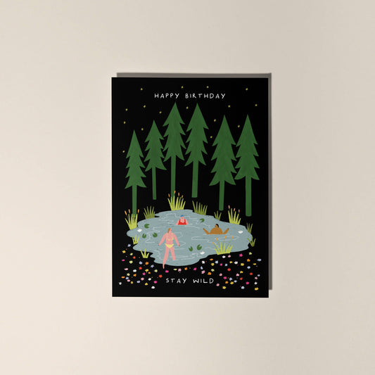 Stay Wild Swimming Birthday Card | Nature Card | Folky Card