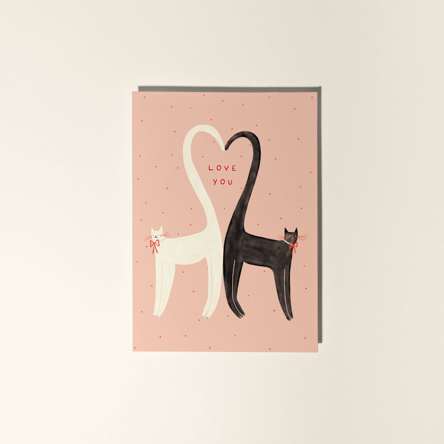 Love You Heart Tail Cats Greeting Card