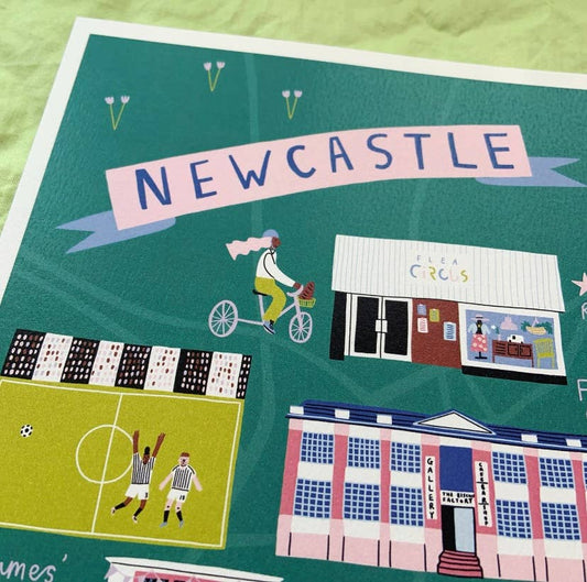 Newcastle Illustrated Map Print