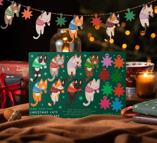 CHRISTMAS CATS WOODEN GARLAND