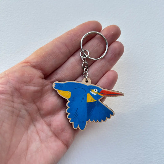 Kingfisher Wooden Keychain