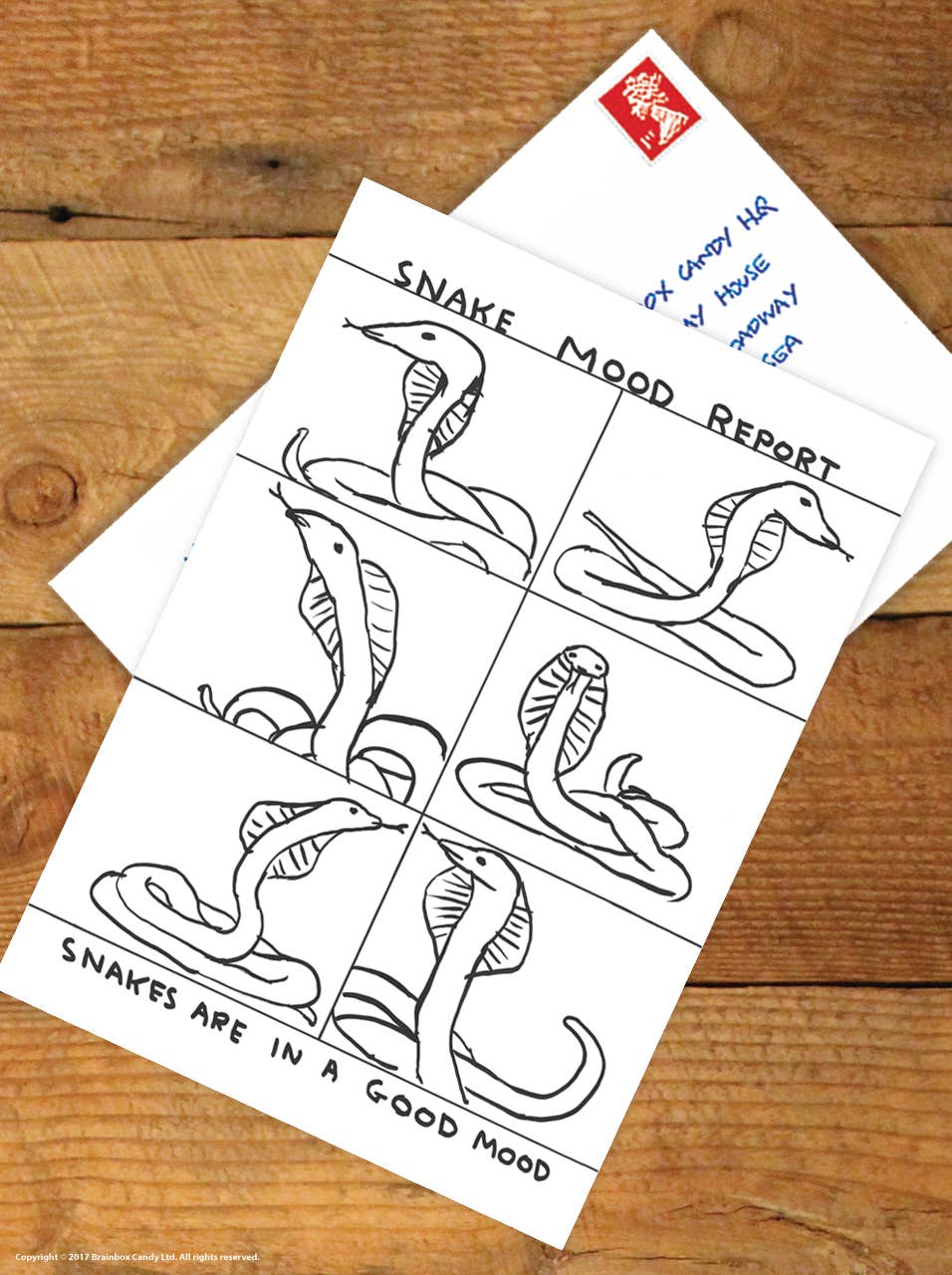 Snake Mood Report - A6 Art Postcard By David Shrigley