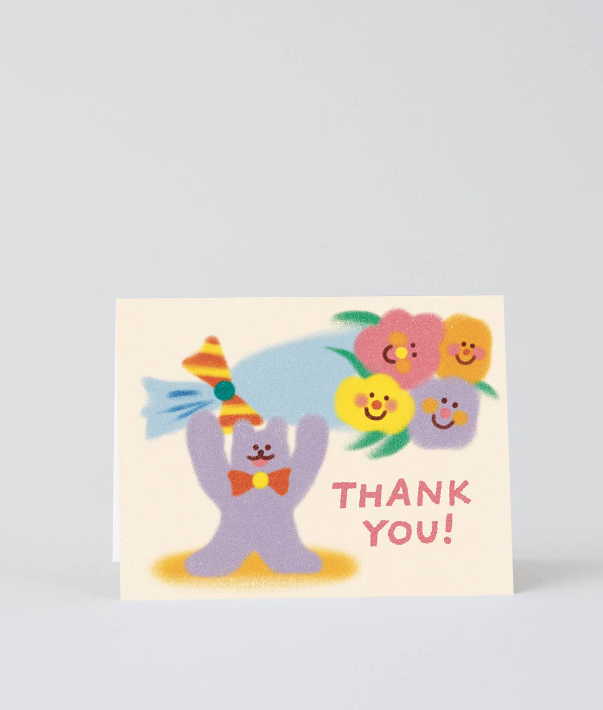 Thank You Cat & Flowers Greetings Card