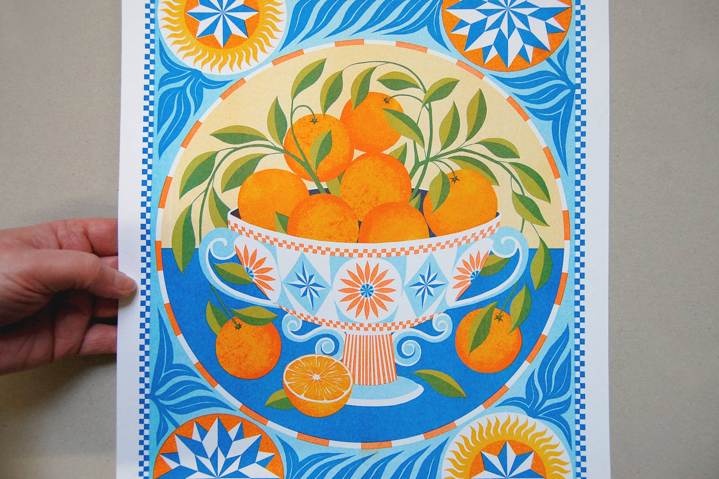 Orange Bowl - A3 Risograph Print by Printer Johnson