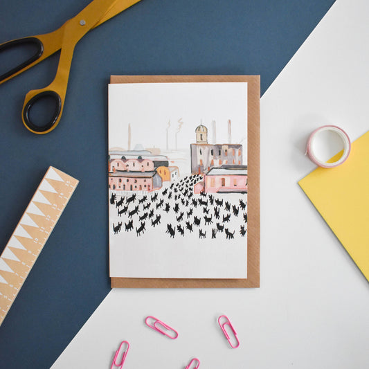 Meowry matchstick cats  greetings card