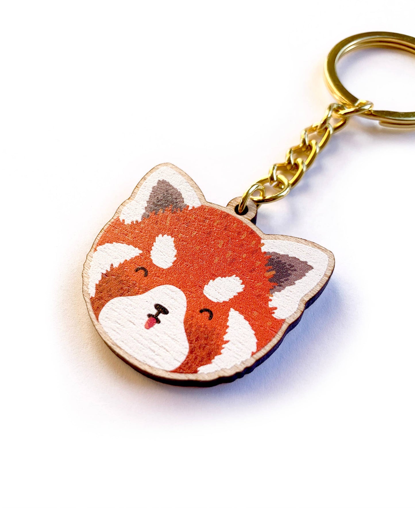 Cheeky Red Panda Wooden Key Ring