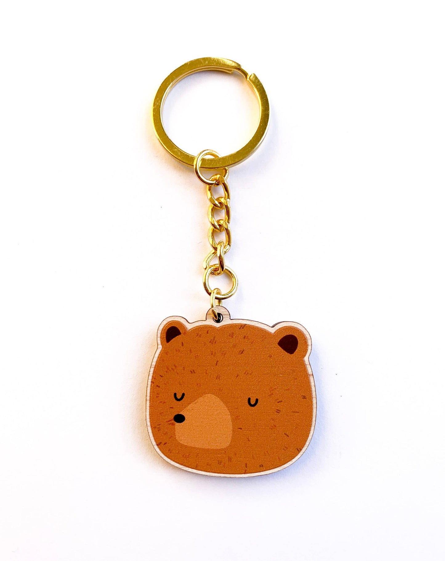 Brown Bear Wooden Key Ring