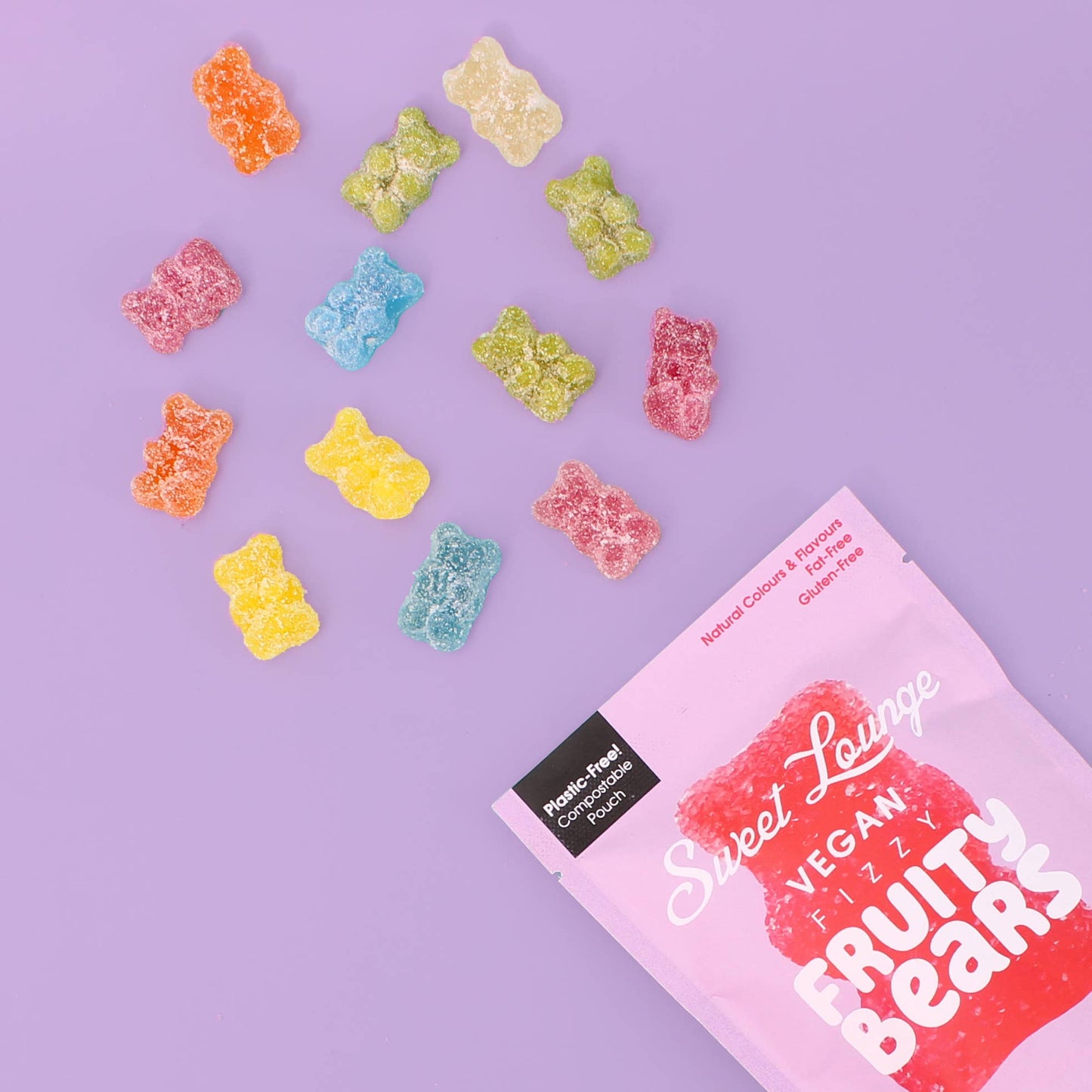 Vegan Fizzy Assorted Fruity Bears (Plastic-free)