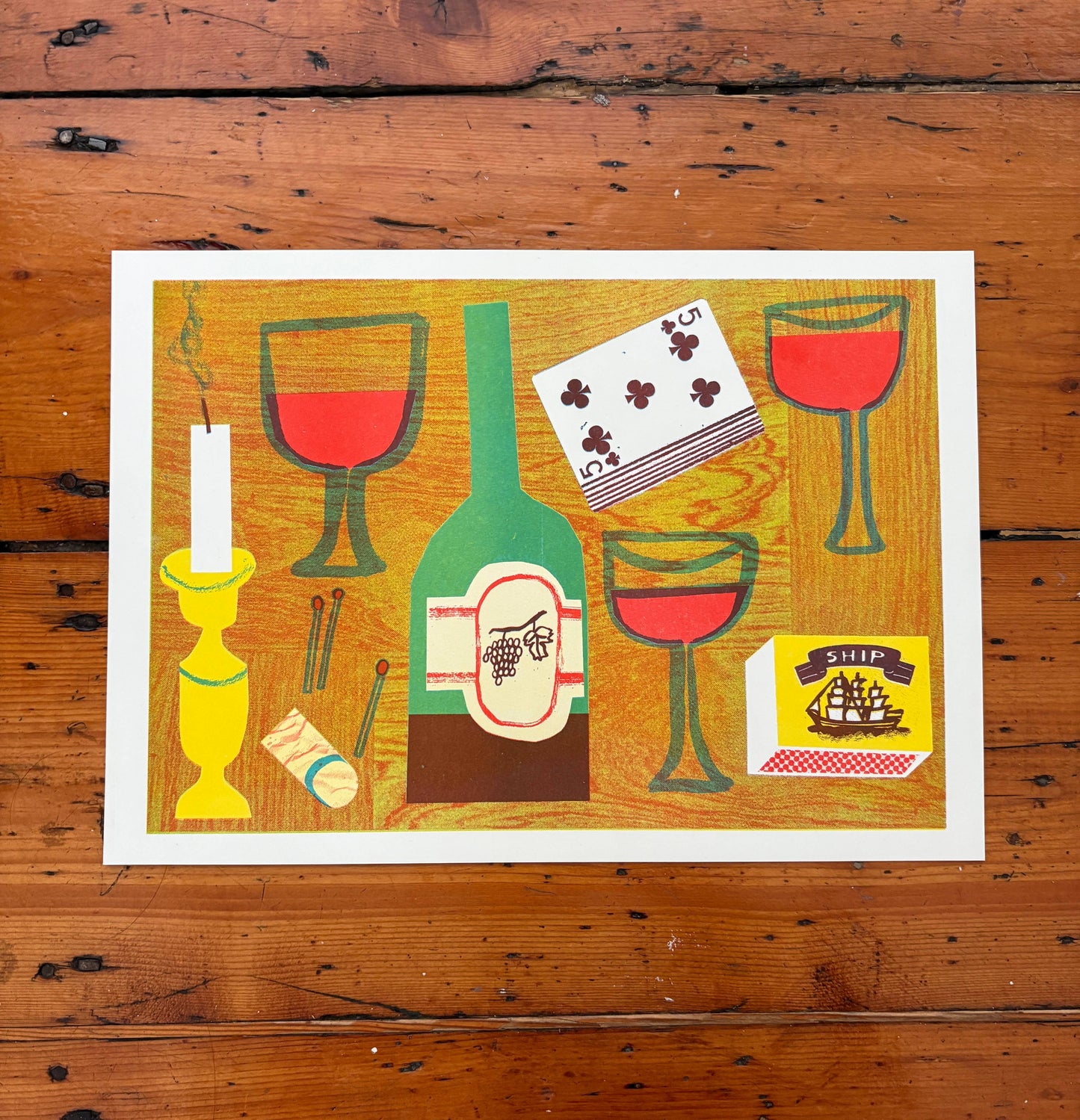 'Late Night Wine' Risograph Print