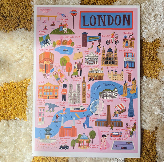 London Illustrated Map Print